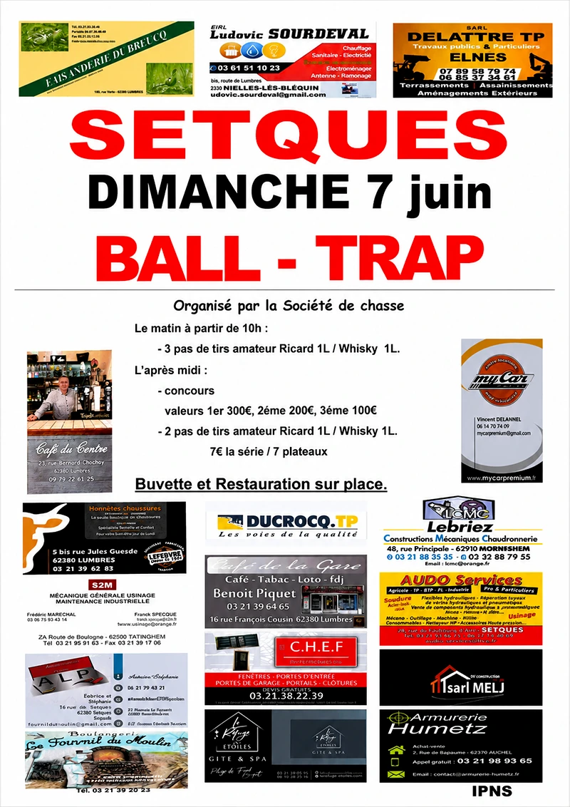 Affiche Société de Chasse de Setques
